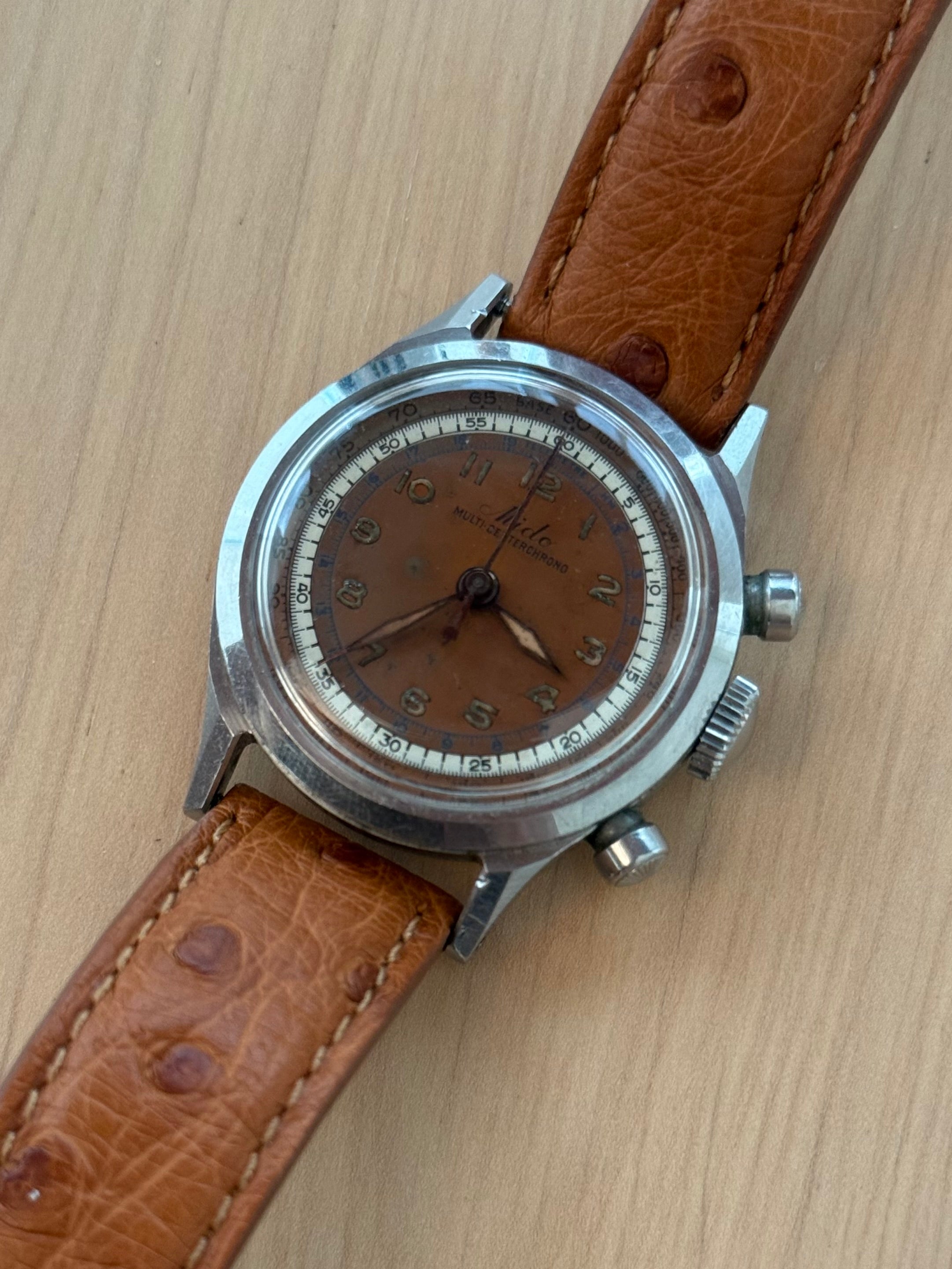 1940s Mido Multi-Centerchrono Copper Dial